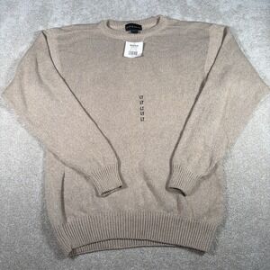 Croft & Barrow Long Sleeve Knit Sweater Mens Large Tall Khaki Marl Cotton NEW